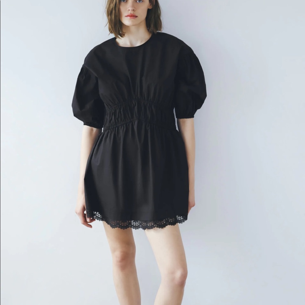 Zara black mini dress with lace detail